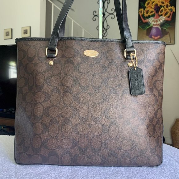 Brown Coach Signature Canvas City Tote